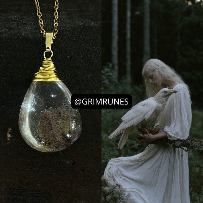 White Raven Spirit Companion Spirit Vessel Magic Necklace